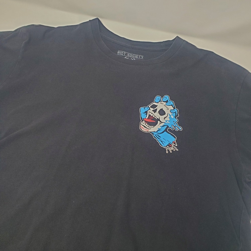Riot Society T-Shirt Mens L Screaming Hand Skull Black Graphic Skate Streetwear
